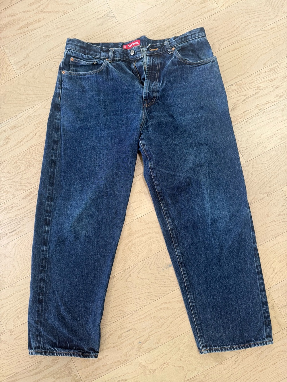 Supreme Men's Dark Blue Denim Relaxed Jeans